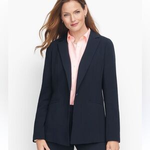 TALBOTS Wool One Button Jacket Blazer Fully Lined, Navy